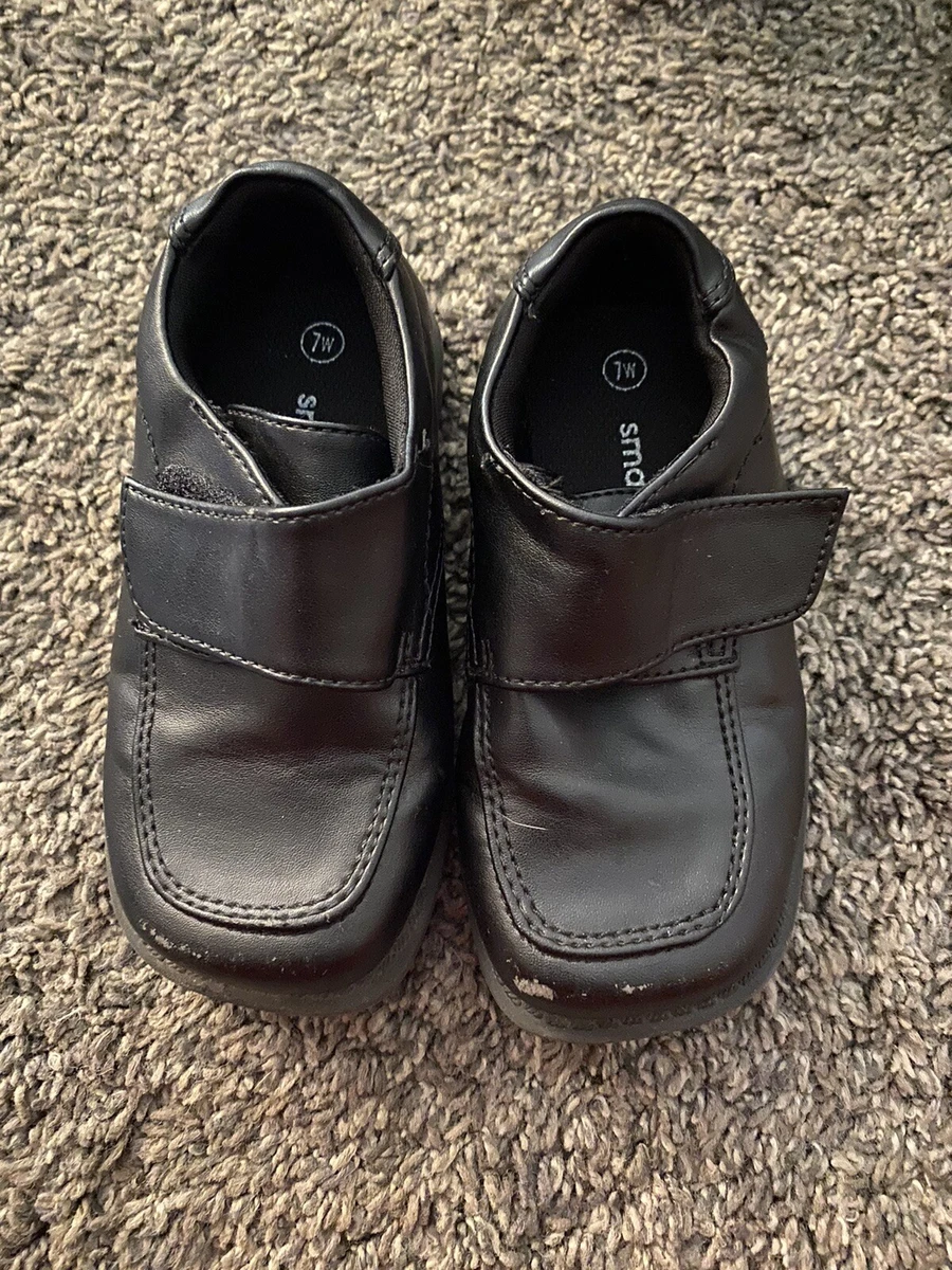 Boys Black Dress Shoes Size 7 Wide By Smart Fit eBay