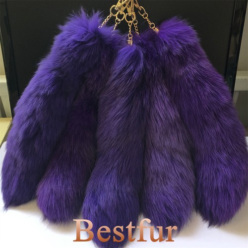 Wholesale 50pcs Real Fox Fur Tail Dyed Blue Fox Fur Tail Keychain Cosplay Toys - Picture 18 of 30