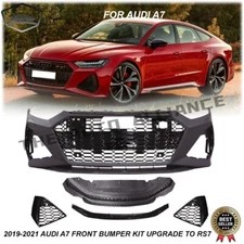 For 2019 2020 2021 Audi A7 Front Bumper Upgrade to RS7 Body Kit Conversion Grill