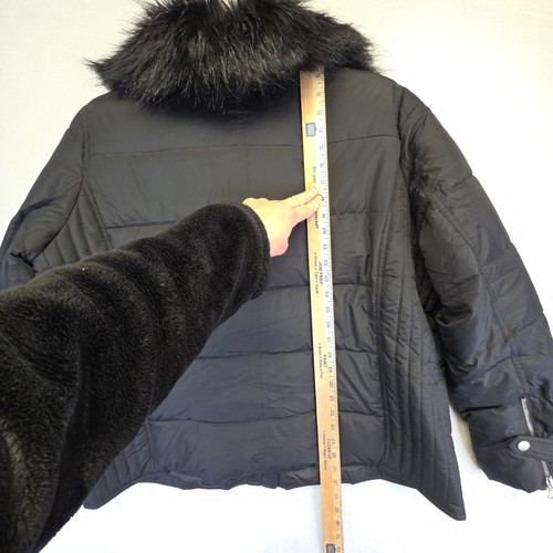 Old Navy Puffer Jacket Womens 2XL Black Faux Fur Collar Quilted Y2K Coat Boho - Picture 14 of 20