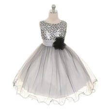 SILVER Size 12 Flower Girl Dress Bridesmaid Birthday Wedding Formal Graduation