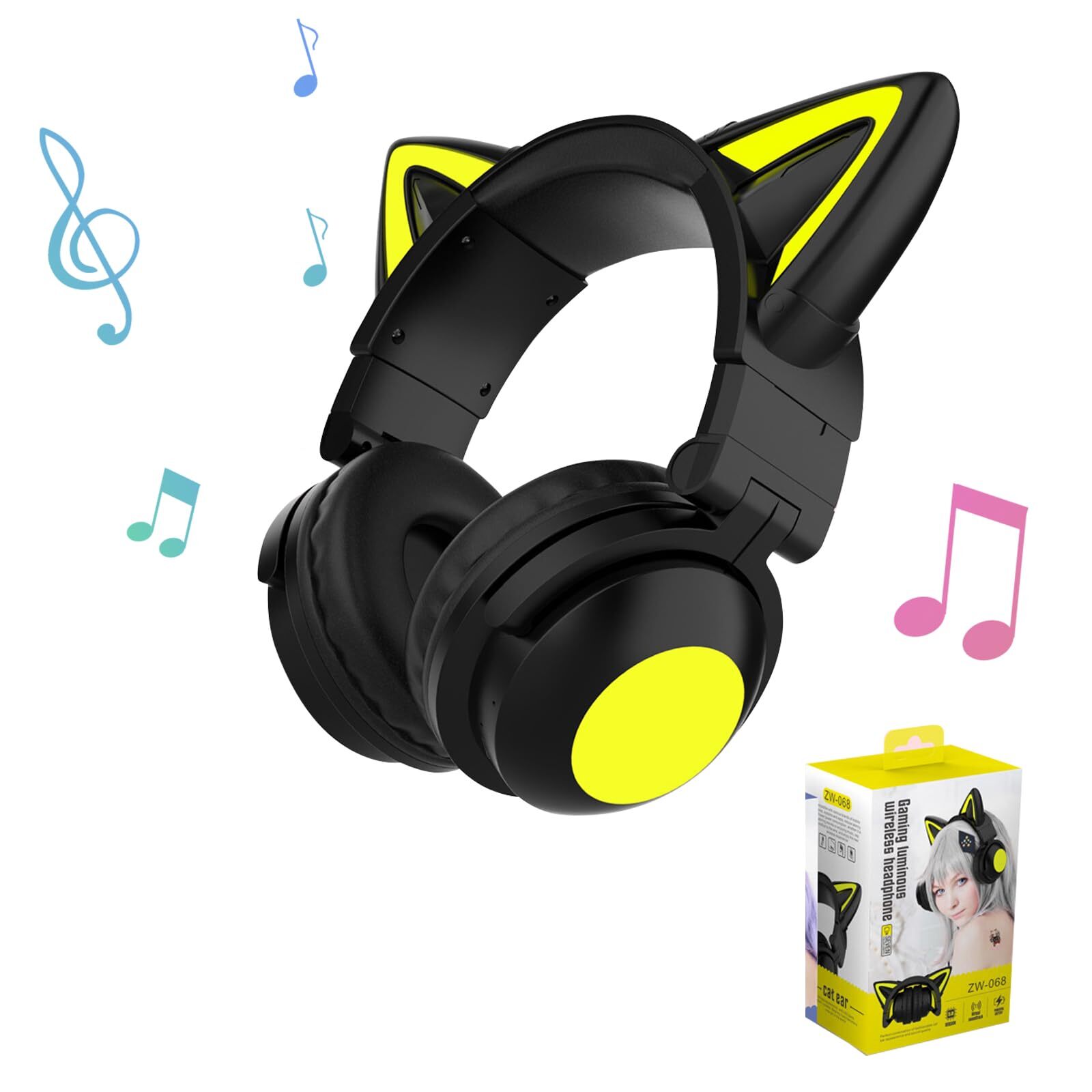 Cat Ear Bluetooth Headphones for Kids & AdultsLightweight Gaming Headset with...
