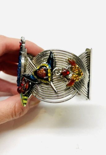 Vintage Art Couture Cuff Bracelet Rock N Roll Electric Guitar Roses One Size - Picture 5 of 6