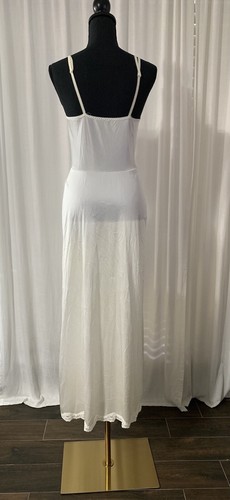 Vintage Slip Satin Long Nightgown Lingerie Nylon Sears Ivory Dress Mermaid Gown - Picture 4 of 20