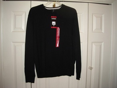 Express Men's Lightweight Crew Neck Regular Fit Sweater XL BLACK NEW W/T