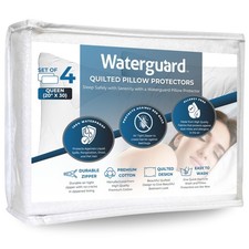 Quilted Pillow Protector - Waterproof and Bed Bug Proof Queen Size Zippered P...
