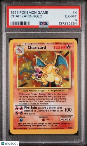 1999 Pokemon Game Charizard Holo PSA 6 4/102