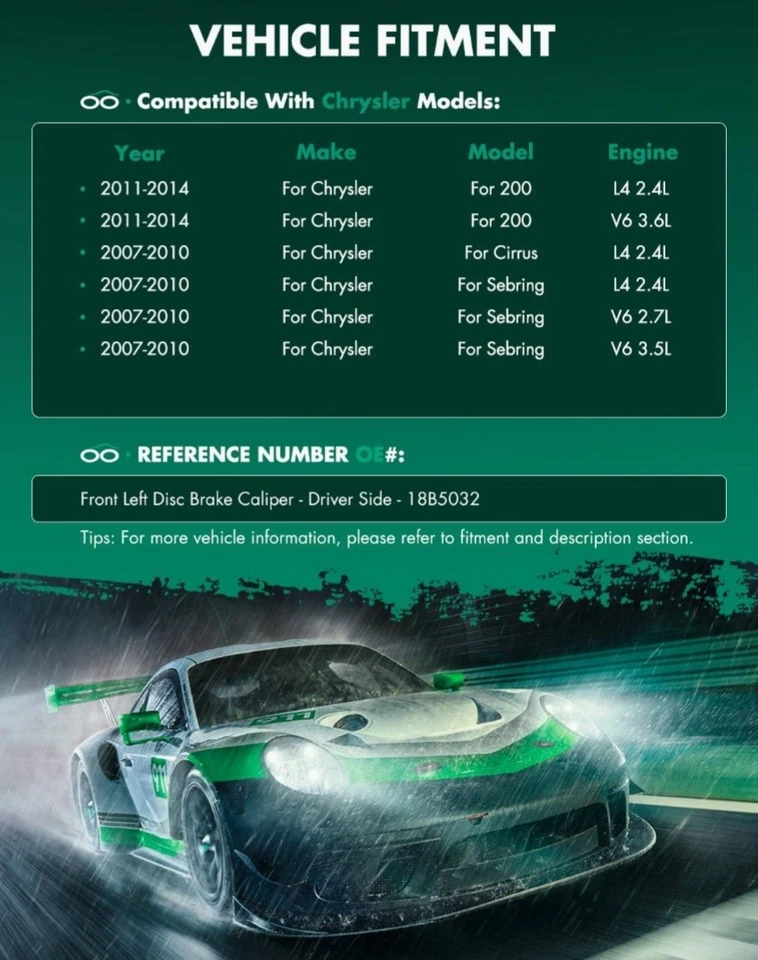 Pinza de freno delantera izquierda con soporte para Chrysler 200 Avenger Compass 2007-2014 Foto 4 de 4