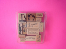 Wood Block Rubber STAMPS --- Dozen Assorted BABY items