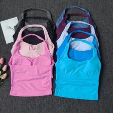 Halter Sports Bra Women's Backless Yoga Gym Workout Fitness Tank Top Bras