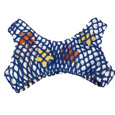 Vintage Little Girls Blue White Crochet Fish Starfish Swimsuit Bikini Top Small