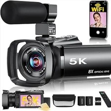 Videocamera 5K, 64MP, zoom ottico 8x, touch screen IPS 3,5" + EXTRA