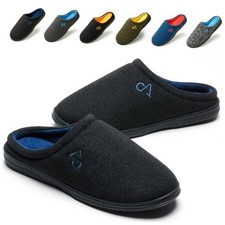 Men's Cozy House Slippers Indoor Shoes Memory Foam Insoles  11-12 Black/Navy