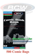 500 BCW Resealable Comic Book Bag Sleeve For Thick Modern / Current Safe Storage