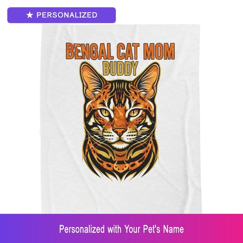 Coperta personalizzata Bengala gatto mamma animale domestico nome personalizzato amante degli animali regalo proprietario cane - Foto 1 di 13
