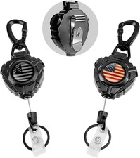 2 Pack Retractable Keychain with Belt Clip, Heavy Duty 360  Swivel Carabiner Key