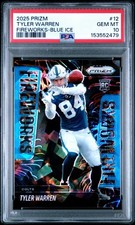 2025 Panini Prizm - Fireworks Blue Ice /99 Tyler Warren #12 (RC) GEM MINT 10