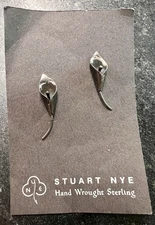 Stuart Nye Sterling Silver 925 Calla Lilly Stud Earrings Made In The USA