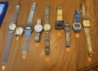 Lot of 9  Vtg Men’s Watches Elgin Waltham Timex Rumors Delphi Casiotek Nelsonic