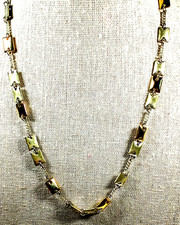 Vintage Lovely LIZ CLAIBORNE 18" Silver And Gold Color Squares Necklace Signed