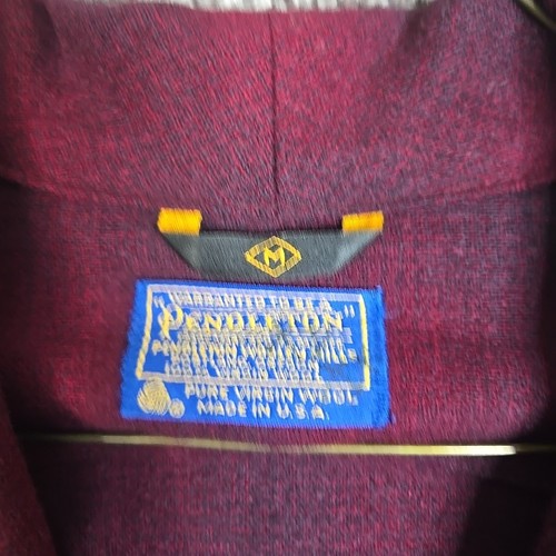 Pendleton Robe Mens Medium Maroon Plaid Virgin Wool Bathrobe Warm Vintage USA - Picture 2 of 9