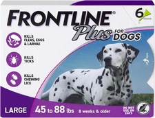 Frontline Plus Large  Dogs 45 to 88 lbs 6 Doses, 6 Months Supply EXP 04/2027