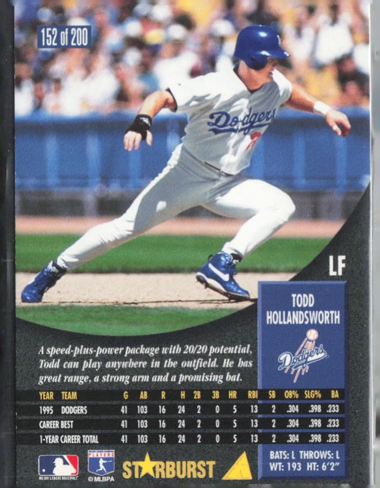 1996 Pinnacle Starburst Todd Hollandsworth Baseball Card #152 of 200 - Image 2 of 2