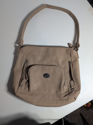 Multi Sac Tan Light Brown, 3 Compartment Double Strap Shoulder Bag Purse Pockets