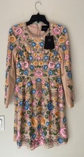 NEW $699 Needle Thread Beaded Dress Floral Se...