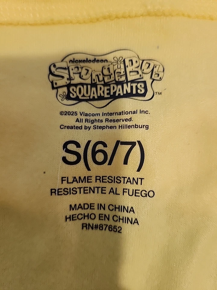 Bob Esponja Pantalones Cuadrados Niños Traje Unión Con Capucha 1 Pieza Pijama Pequeño 6/7 Amarillo Foto 3 de 4