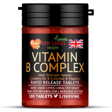 B Complex Vitamin - 180 High Strength Tablets B1 B2 B3 B5 B6 B7 B9 B12