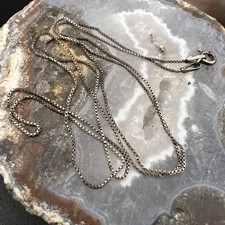 925 Sterling Silver Necklace  22   Patina  Italy  1mm Box Chain VTG  1.3g