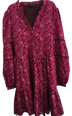 Lofty Manner Kleid XL Pink Paisley Boho Tunika Minikleid Gefüttert Sommer