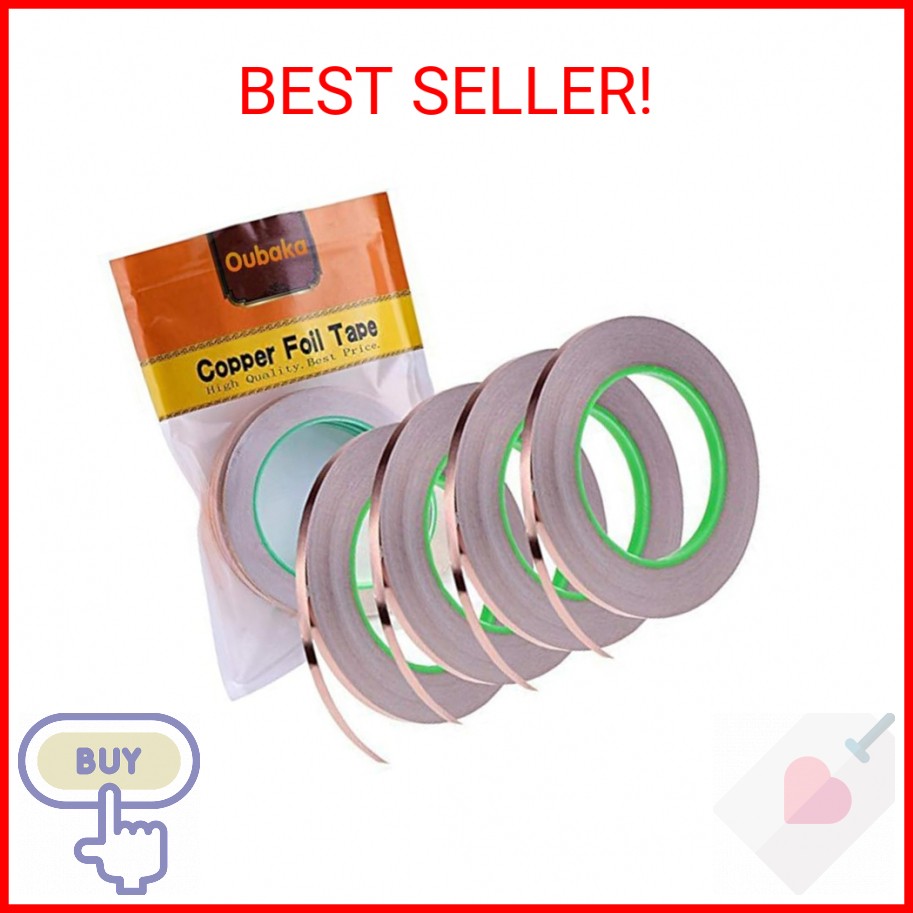 Oubaka 4 Pack Copper Foil Tape,Copper Tape Double-Sided Conductive with Adhesive