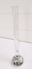 Hand Blown Glass Bud Vase Bubble Base Clear 9  Art Glass