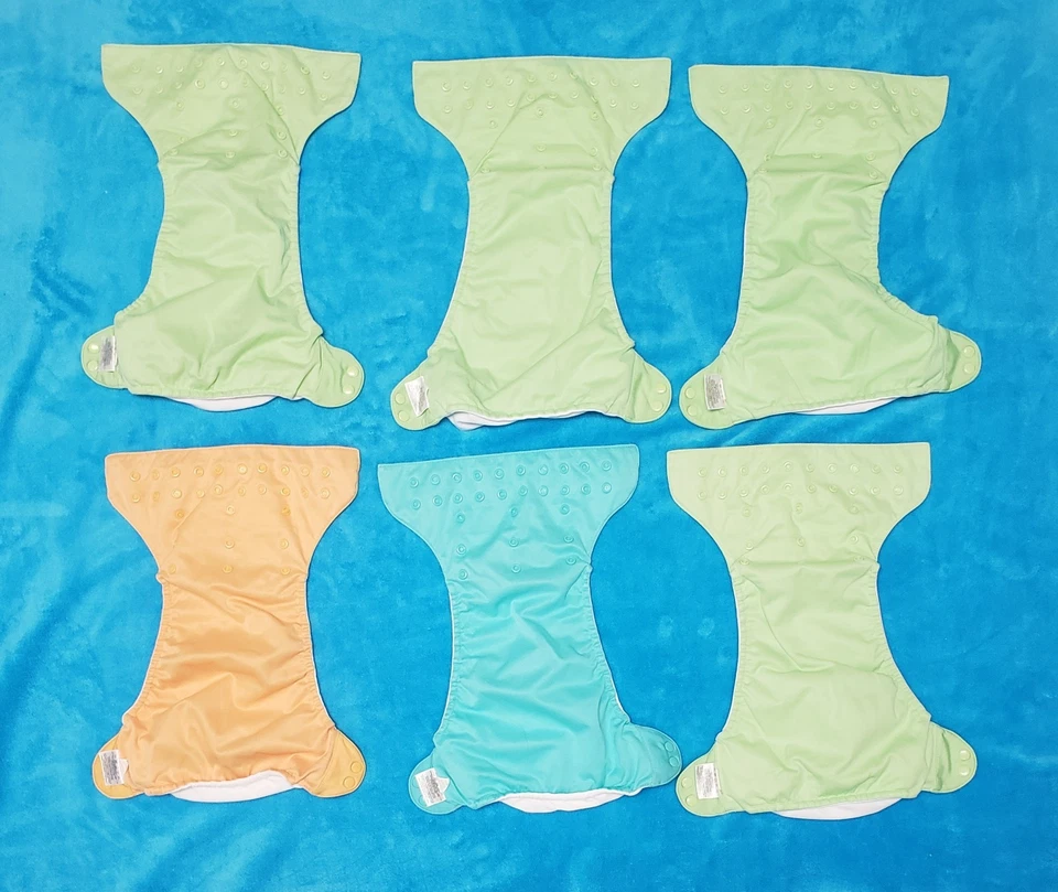 Bum Genius 25 件装布尿布套装 15 尿布和 10 个衬里蓝色绿色橙色白色 — 第 4/4 张图片