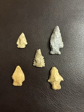 Lot Of 5 Native American Bird Point Arrowheads Northeast Arkansas