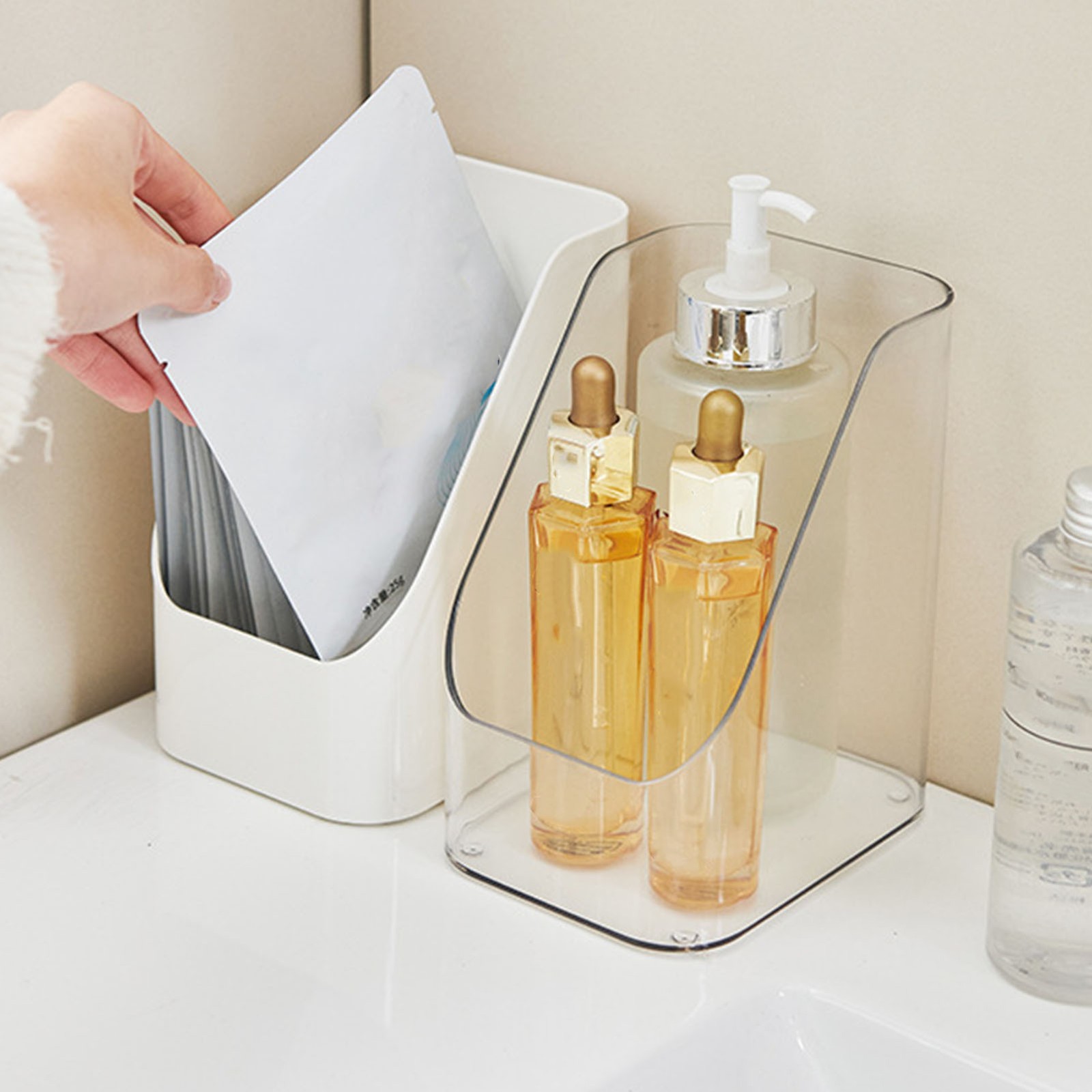 Makeup Brush Holder Organizer Plastic Desktop Cosmetic Storage Bin For Vanity