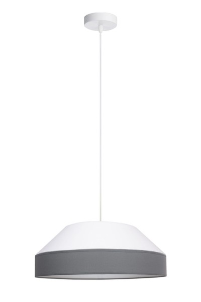 Pendelleuchte Esstisch Weiß Grau Stoff Blendarm Ø45 Cm E27 Esszimmer HäNgelampe-image