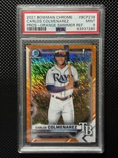 2021 Bowman Chrome Orange Shimmer Refractor 21/25 Carlos Colmenarez  PSA 9