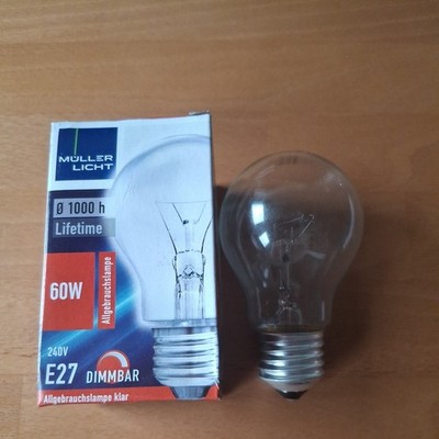 10x Müller Glühbirne Glühlampe 60W E27 230V klar - neu ohne OVP dimmbar 