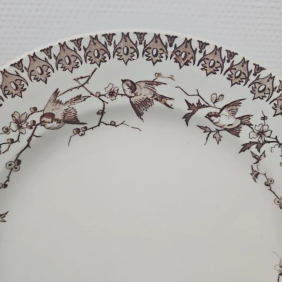 Assiettes Plates Décor Lyonnais De Choisy Le Roi Terre De Fer Sepia 19ème - Photo 2/4