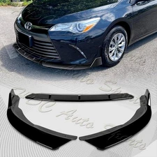 For 2015-2017 Toyota Camry STP-Style Painted Black Front Bumper Body Spoiler Lip