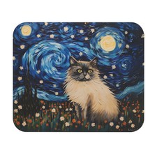 Starry Night Birman Cat Mouse Pad, Artistic Mouse Mat, Cat Lover Gift