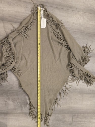 Minnie Rose Women's 100% Cashmere Beige/gray Color Fringe Wrap/Shawl Sz O/S Nwt - Picture 8 of 13