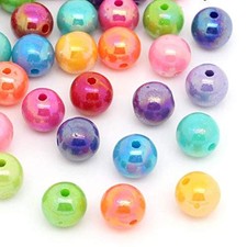 600 Round AB Multicolor Acrylic Beads 8mm Diameter with 2.5mm Hole