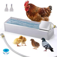 Automatic Chicken Waterer Dispenser 1 Gallon Large Stainless Metal Poultry Water