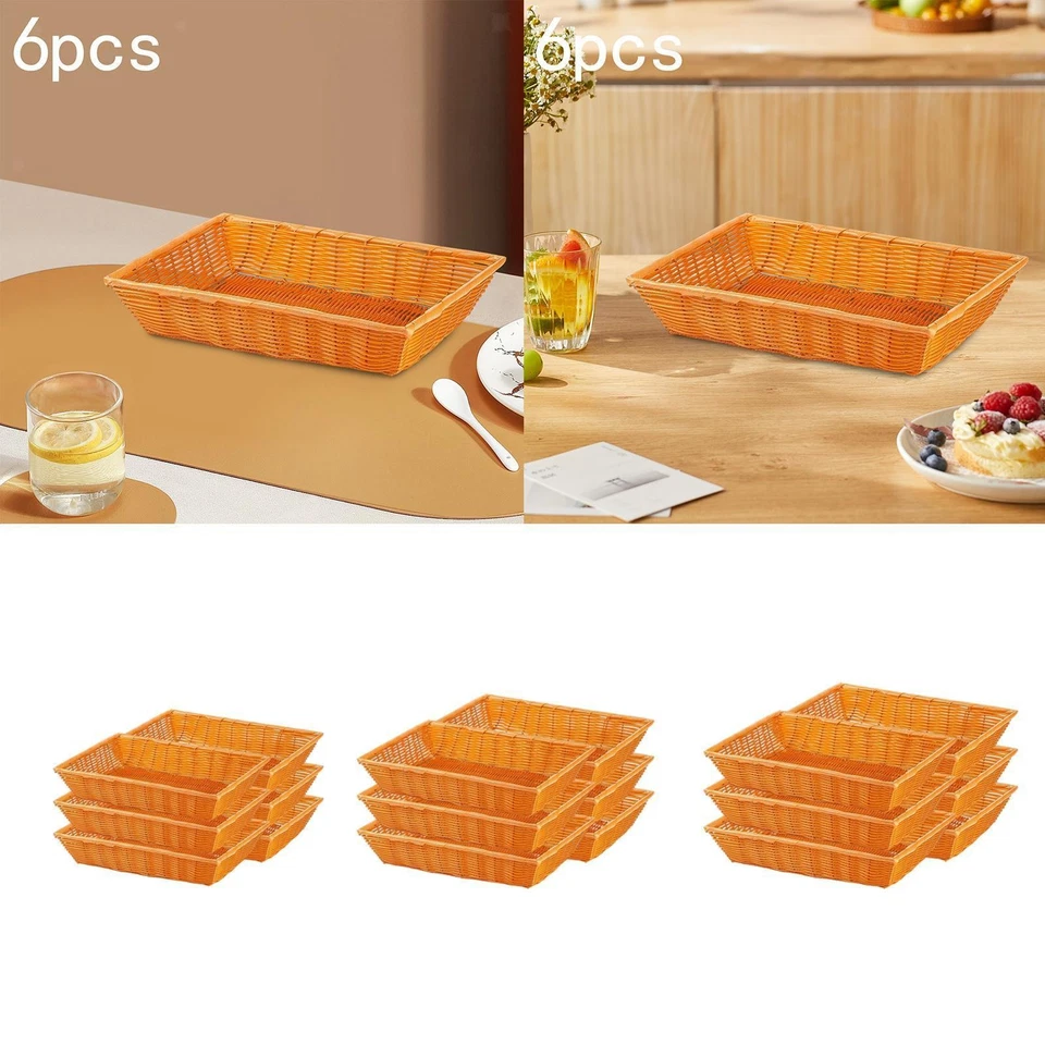 Lot de 6 paniers à pain en imitation rotin pour aliments et fruits à pain en - Photo 1/1