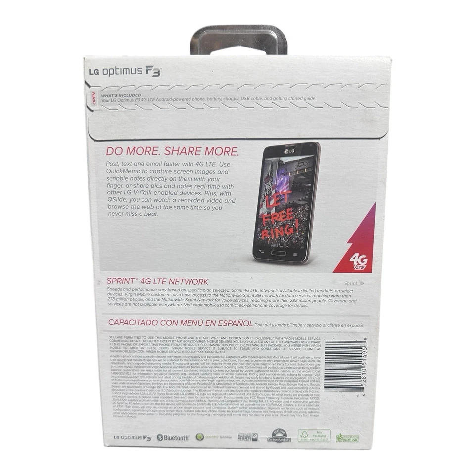 LG Optimus F3 4G LTE Mobile Phone Black | Virgin Mobile Brand New - Image 3 of 4