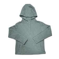Lands' End Women's Midweight Relaxed Fit Quilted Pullover Hoodie L